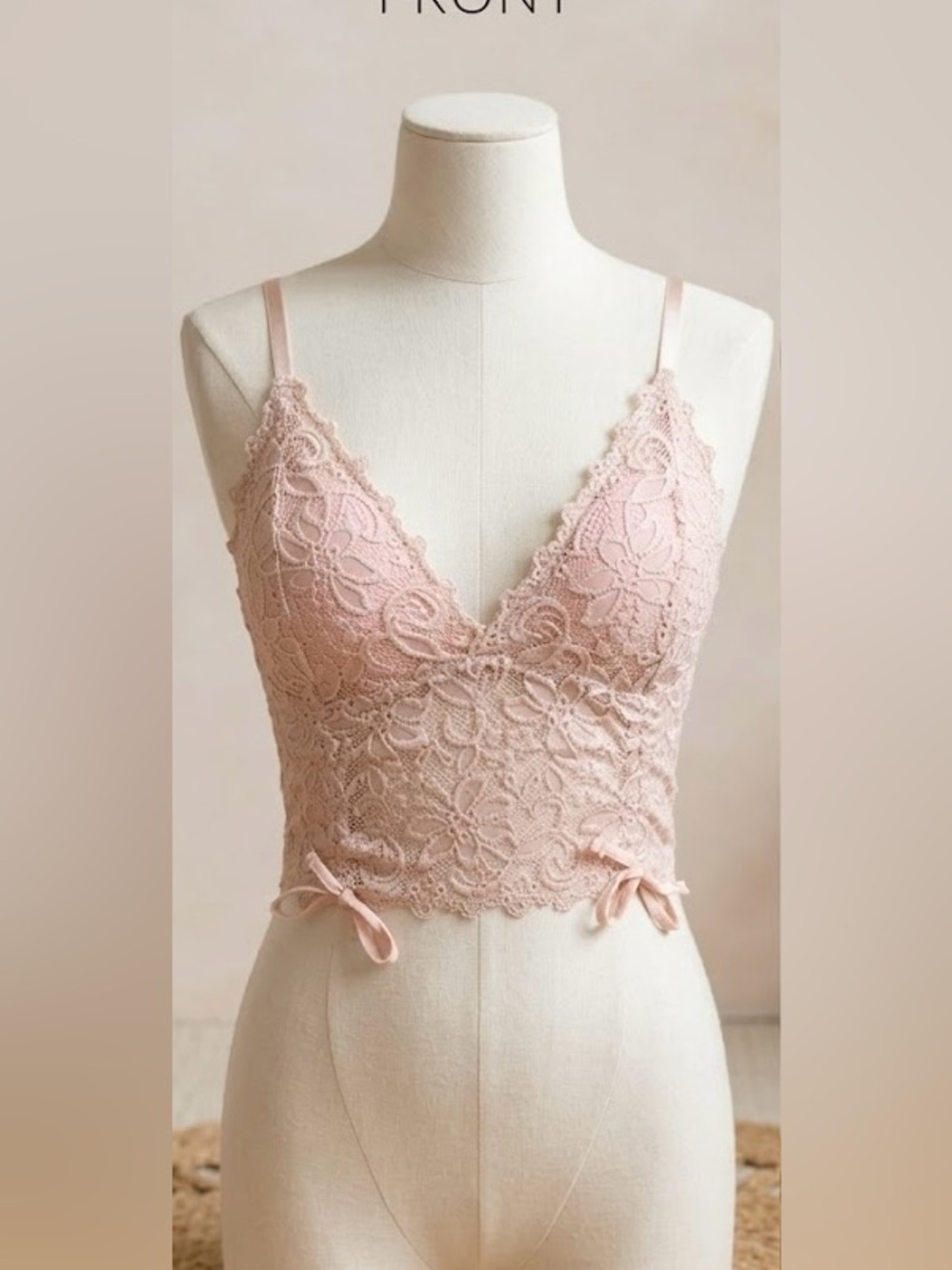 Delicate Lace Bralette Crop Top - Blush